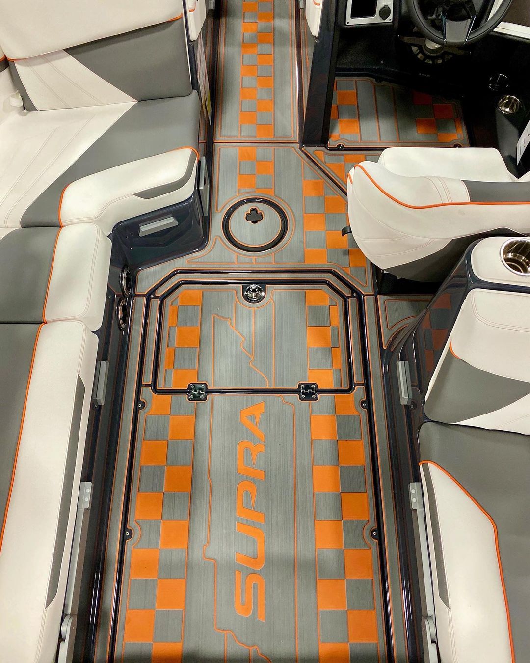 supra wake boat flooring gatorstep decking custom tennessee orange gray