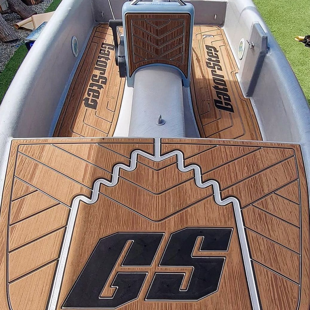 gatorstep gheenoe fishing boat flooring decking tan black laser texture wood
