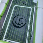 wake boat flooring gatorstep decking custom gray green black logo laser texture wood grain