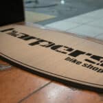 gatorstep floor mat custom tan black brown logo harpers bike shop business
