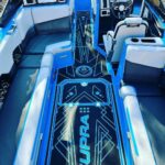 supra wake gatorstep boat flooring decking custom design black, blue
