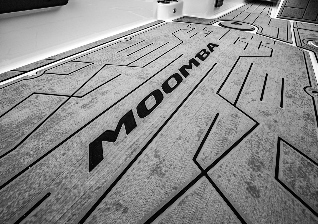 Moomba Boat Flooring Decking GatorStep Custom Laser Concrete Grunge Gray Silver Black Engraved Floor