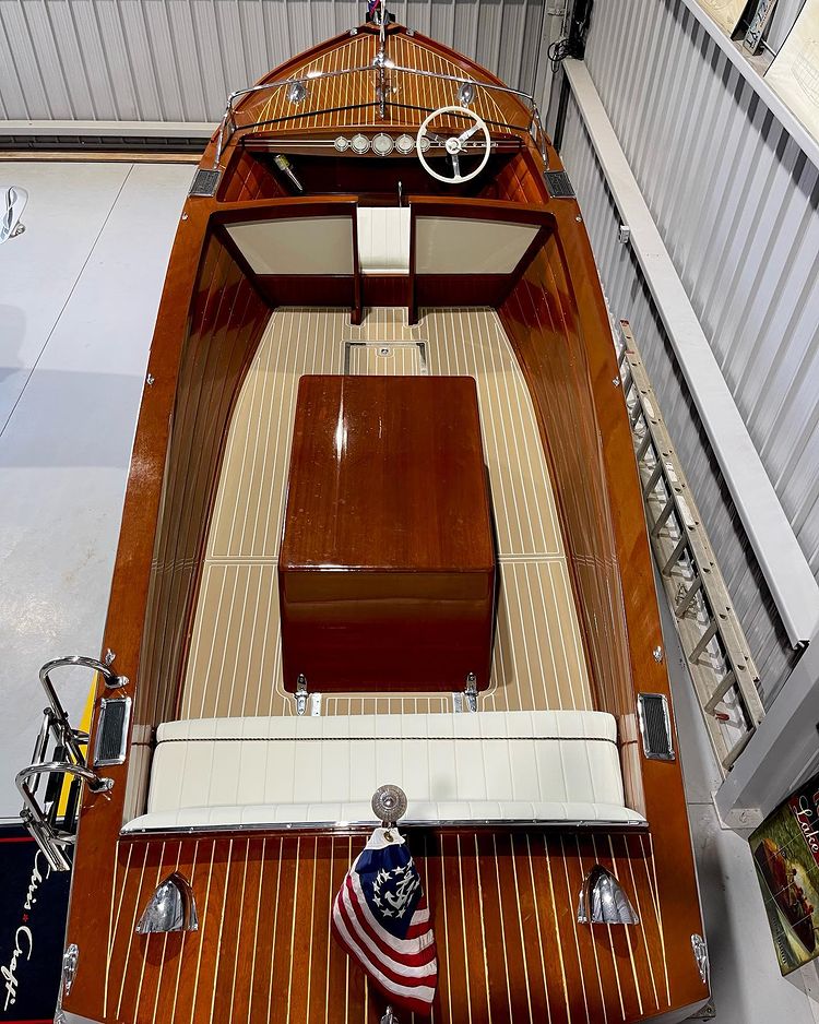 classic vintage fishing boat gatorstep tan white wood plank